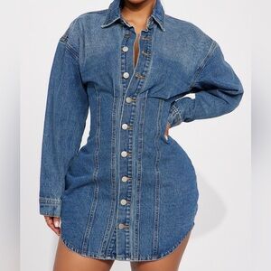 Western NWT Fashion Nova Blue Denim Button-Down Dress